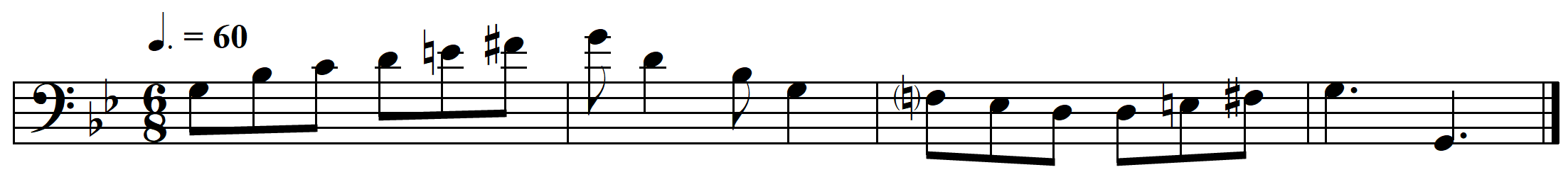 melodic dicataion compound quadruple meter example 4 solution